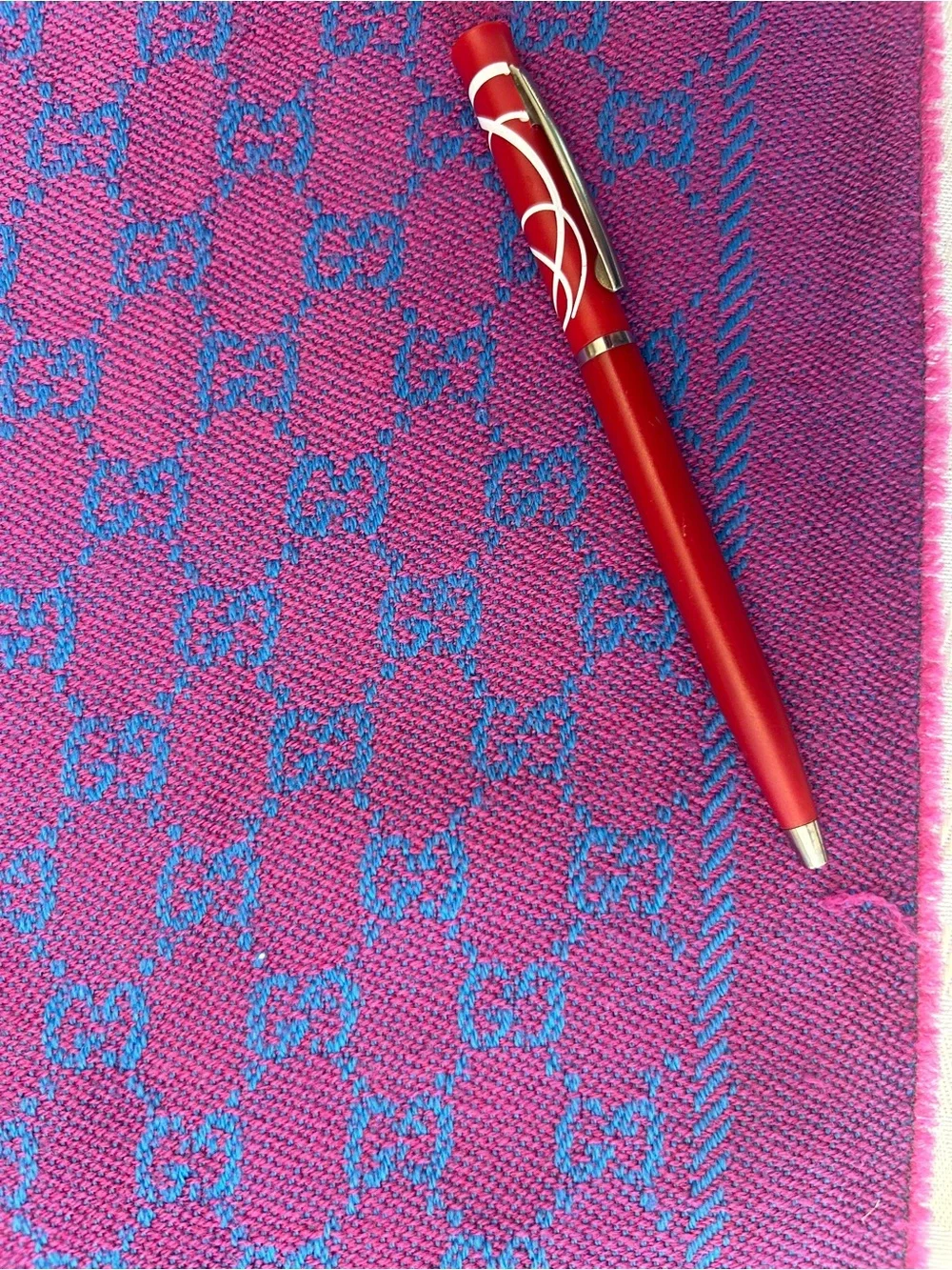 Gucci Purple and Blue GG Jacquard Silk Scarf